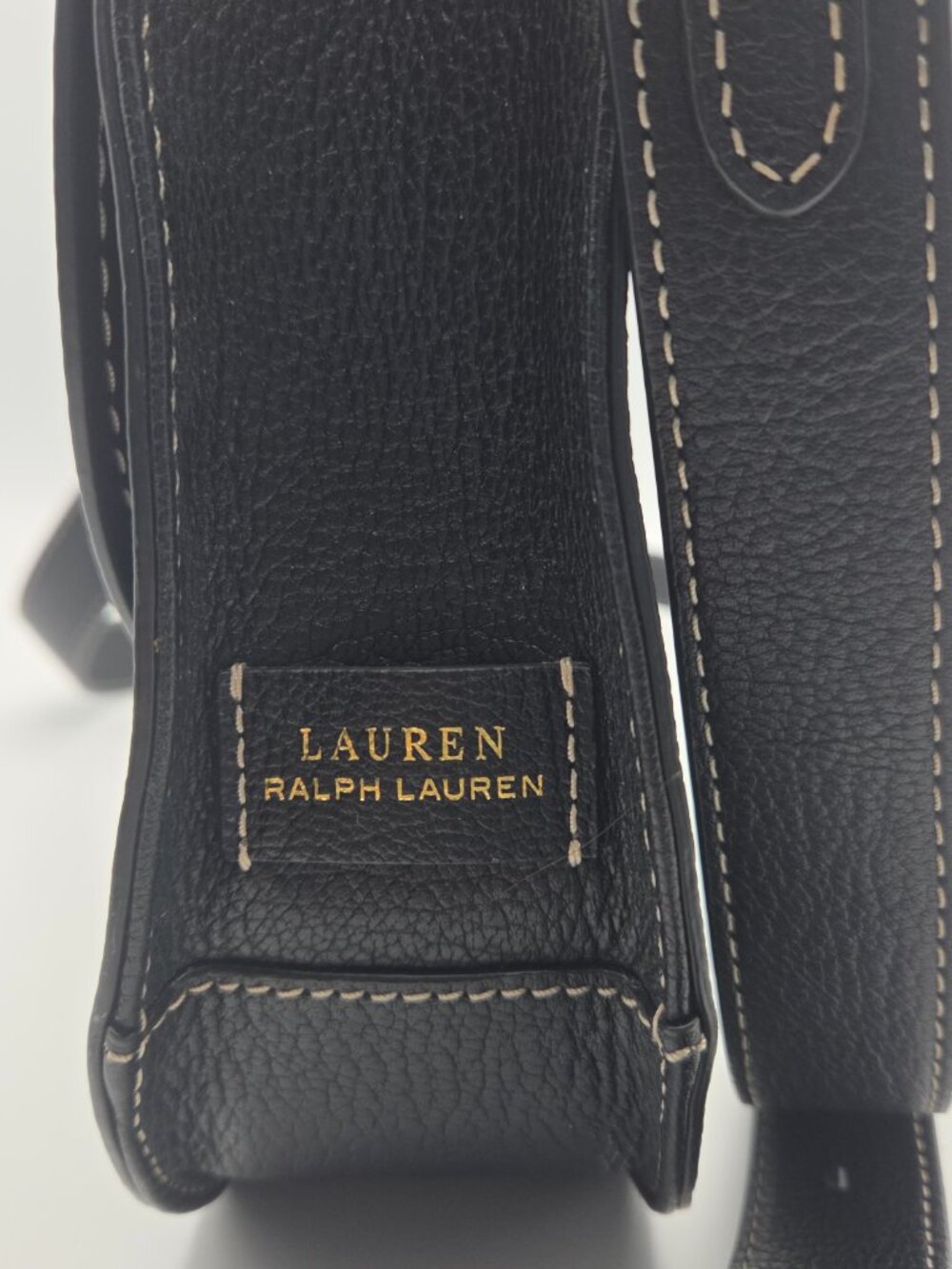 Ralph Lauren Pebble Black Leather Shoulder Bag with Dust Cover - Picture 5 of 13